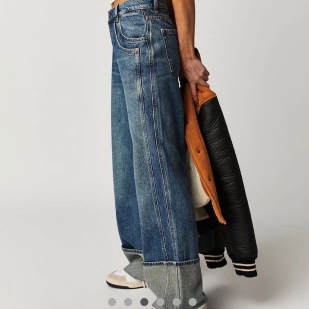 Free People Final Countdown Wide Leg Jeans in Zero Blue 27 - Picture 3 of 11